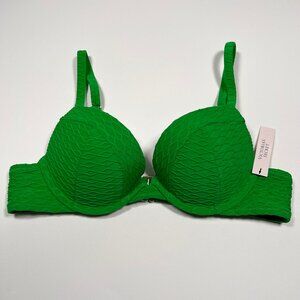 Victoria Secret 34A SEXY TEE Push Up Bikini Top Underwire Textured Jade Green